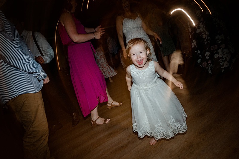 Little girl dances at Yarra Valley wedding 