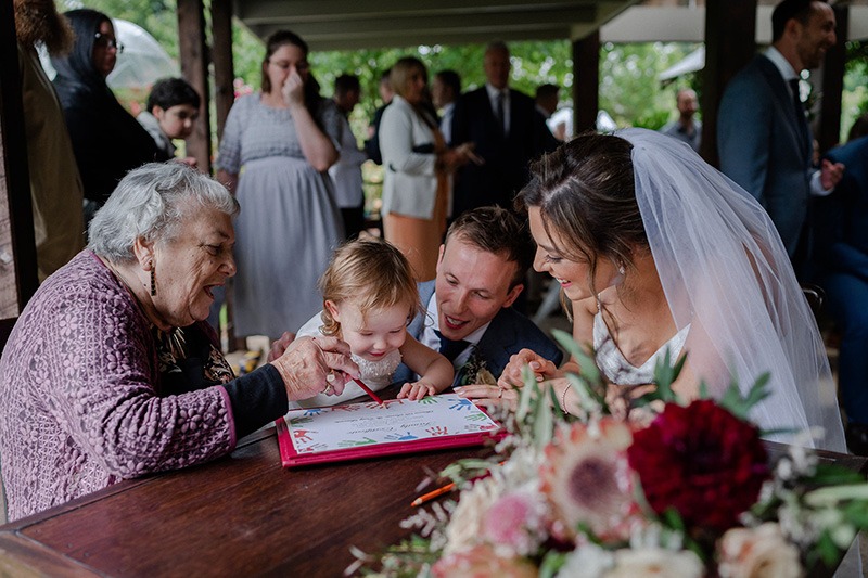 Witnesses sign certificates at wedding in Yarra Valley 